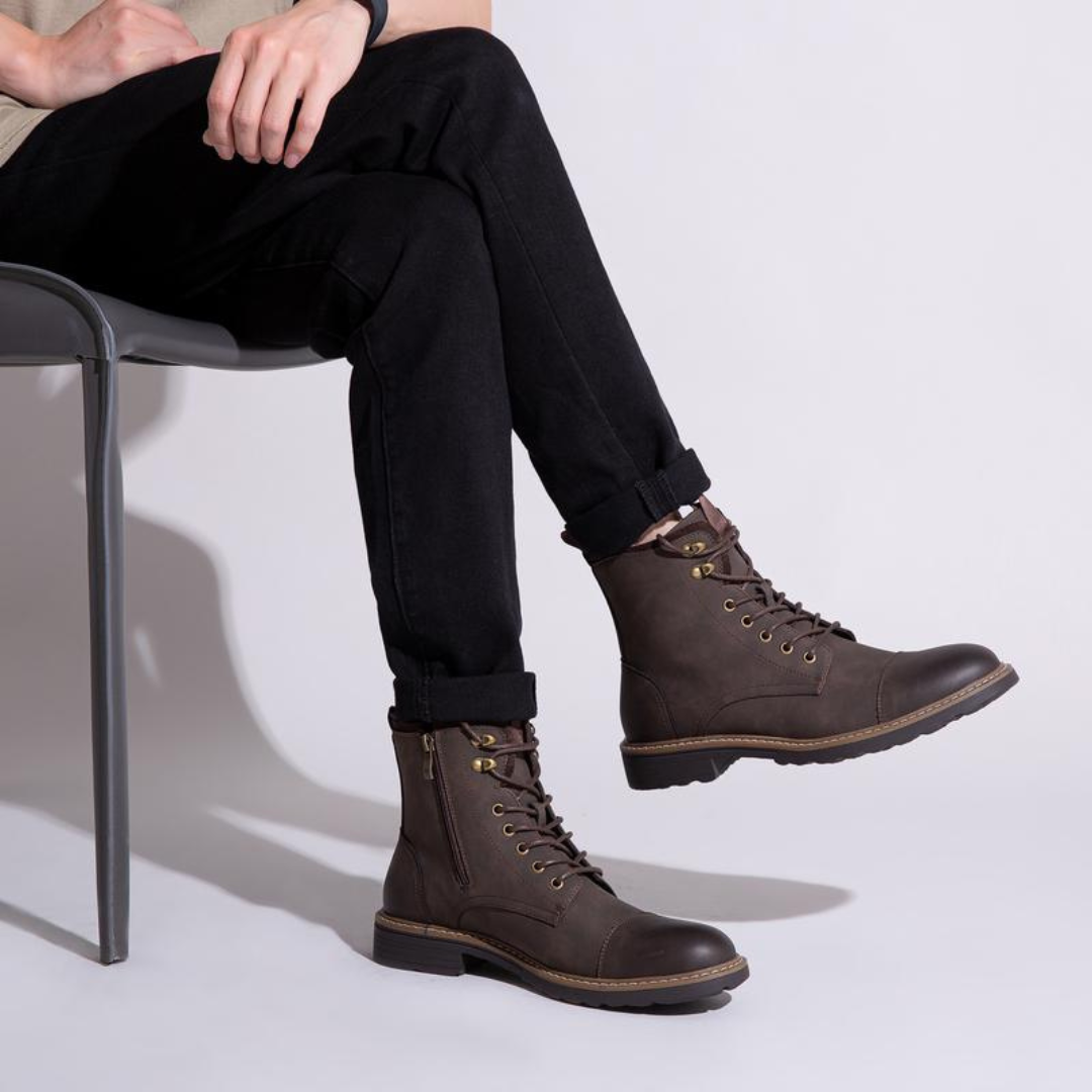 Botas de Couro com Sola Antiderrapante para Homem