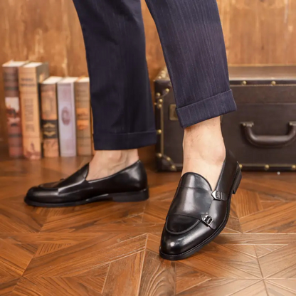 Sapatos Formais de Couro para Homem com Fivelas Duplas