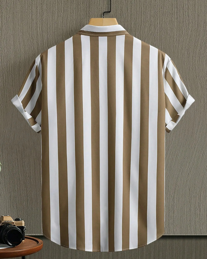 Camisa casual de manga curta com franjas para homem