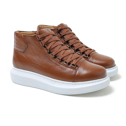 Sapatos casuais de couro para homem com sola ortopédica