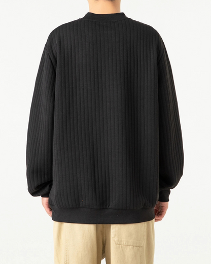 Jersey de tecido de malha texturizada de manga comprida