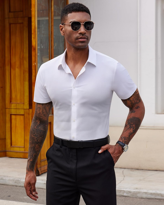 Camisa Casual de Manga Justa com Botões