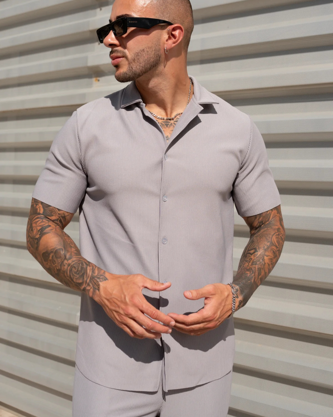 Conjunto de calças e camisola de manga curta casual para homem