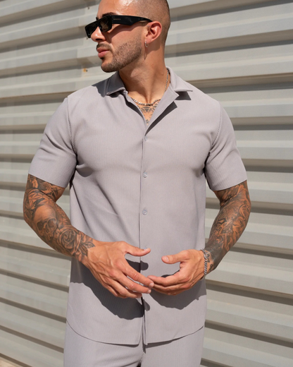 Conjunto de calças e camisola de manga curta casual para homem