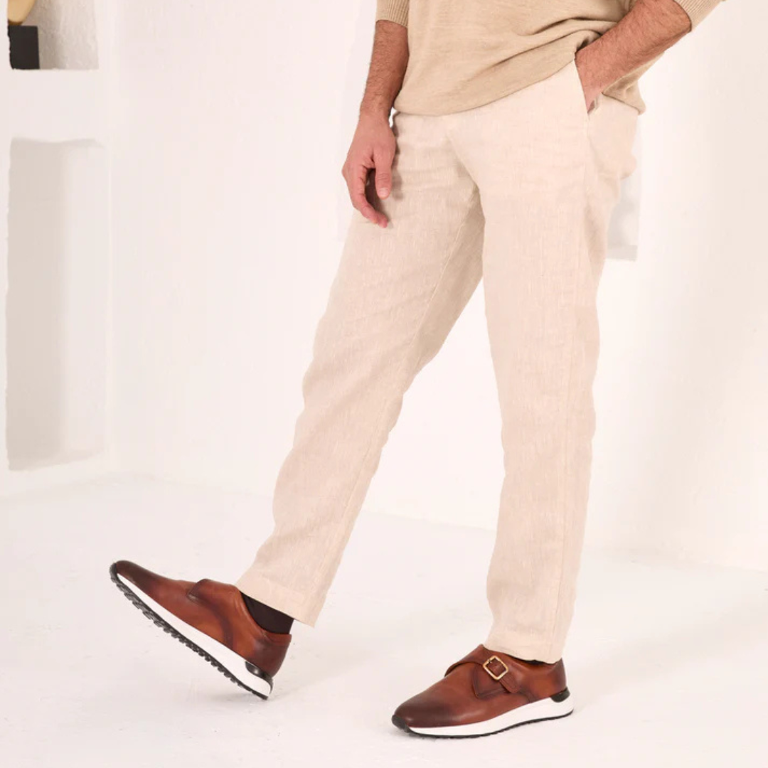 Sapatos de Couro com Sola Desportiva e Fivela Elegante para Homen