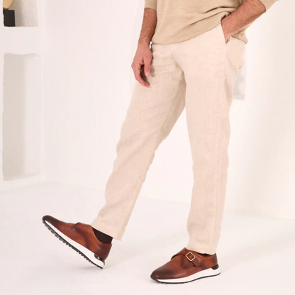 Sapatos de Couro com Sola Desportiva e Fivela Elegante para Homen