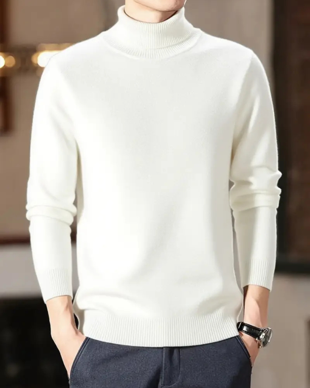 Suéter elegante de caxemira para homem