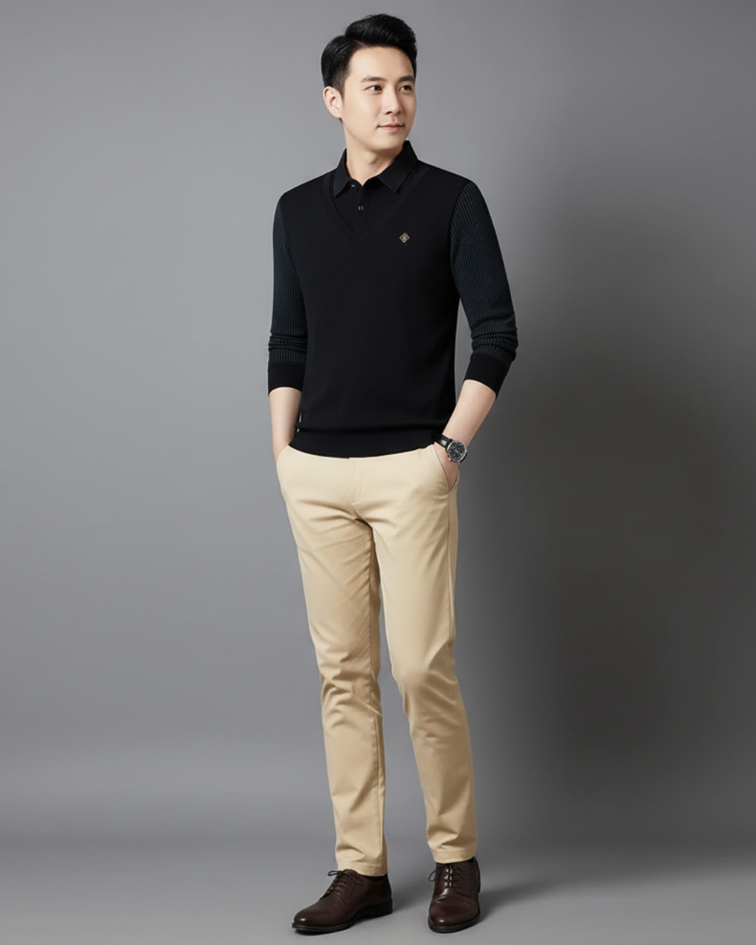 Camisola térmica multifuncional em caxemira premium para homem