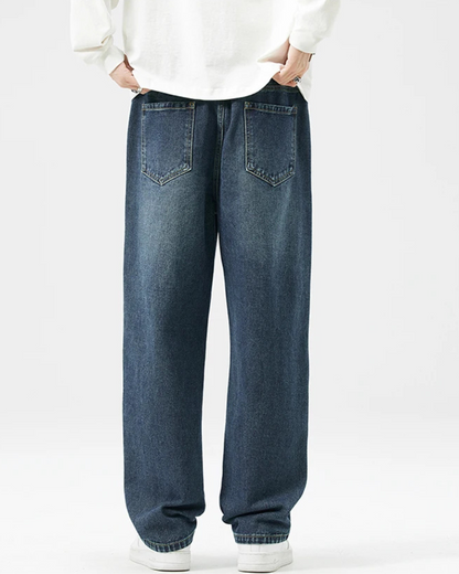 Calças de ganga rectas folgadas para homem