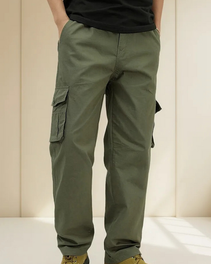 Calças cargo com vários bolsos para homem