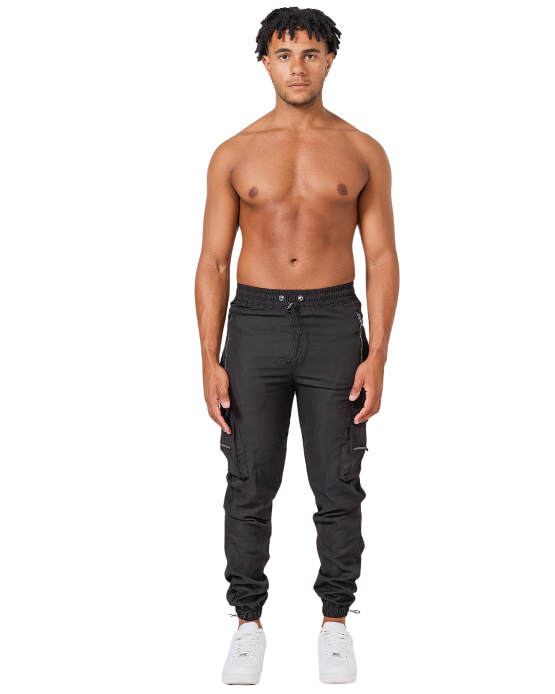 Calças Jogger com Bolsos de Carga e Cintura Ajustável com Cordão