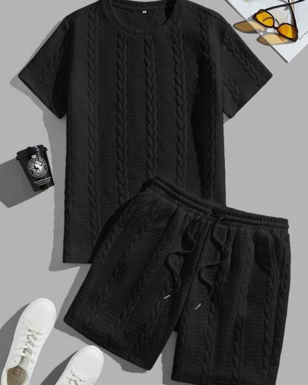 Conjunto Masculino com Textura Urbana Estilo Moderno e Confortável