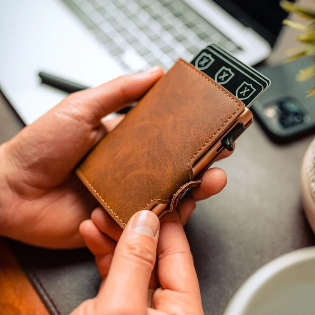 Carteira de Luxo com Proteção RFID e Design Compacto