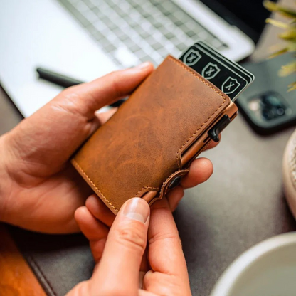Carteira de Luxo com Proteção RFID e Design Compacto