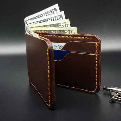 Carteira de Couro com Design Elegante e Costura Reforçada