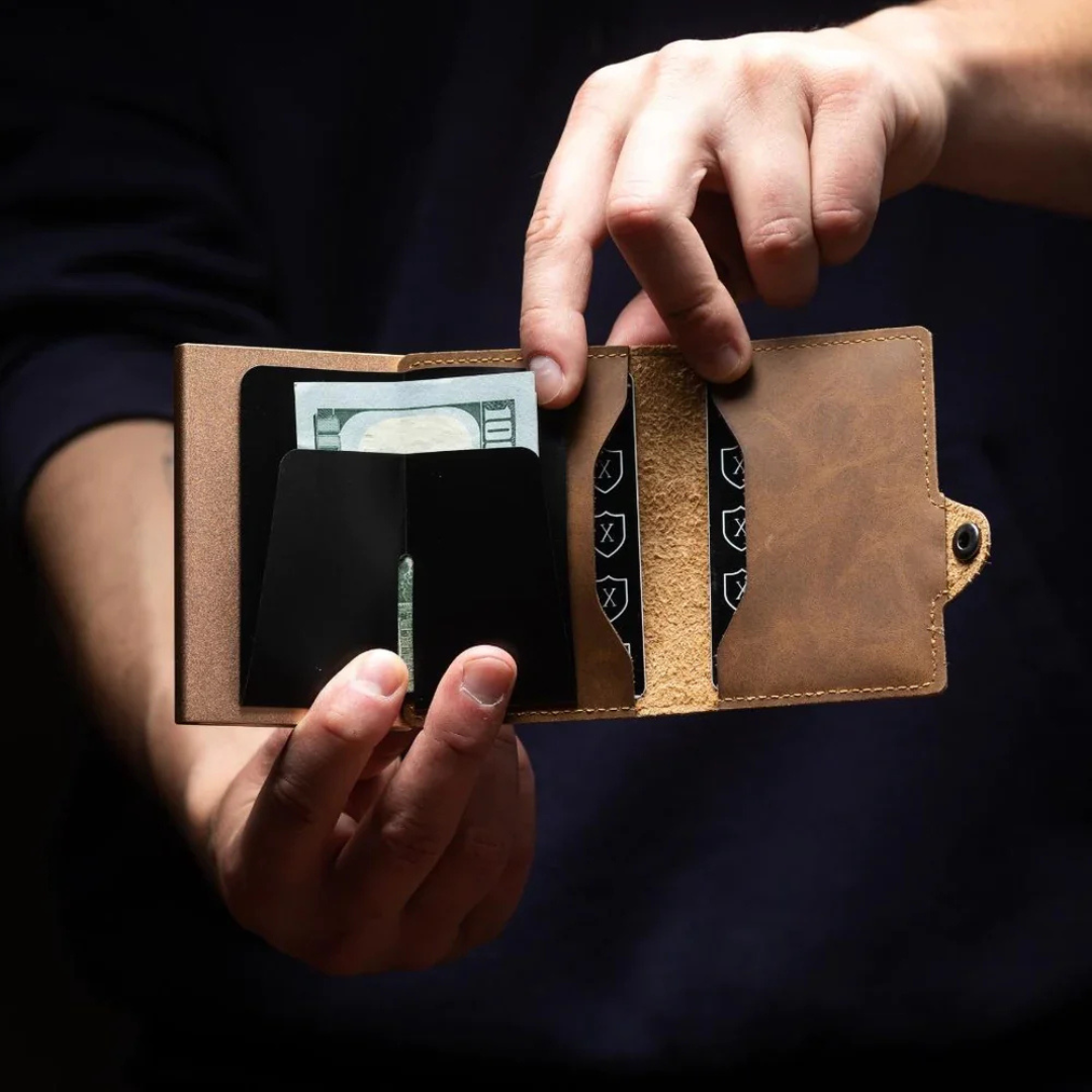 Carteira de Luxo com Proteção RFID e Design Compacto