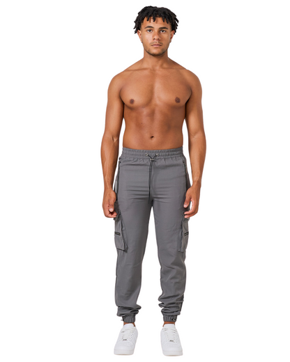 Calças Jogger com Bolsos de Carga e Cintura Ajustável com Cordão