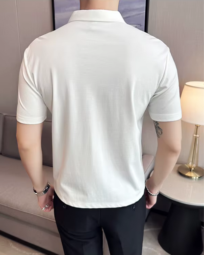 Pólo para Homem com Elevada Elasticidade, Leve, Macio e Resistente aos Vincos em Cor Sólida