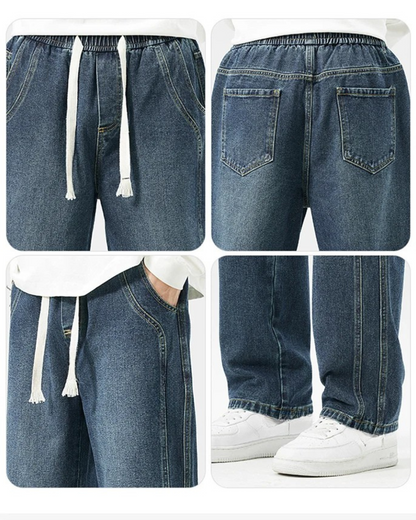 Calças de ganga rectas folgadas para homem