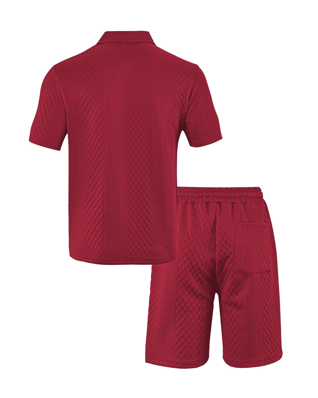 Conjunto de polo e calções em tecido respirável com textura para homem