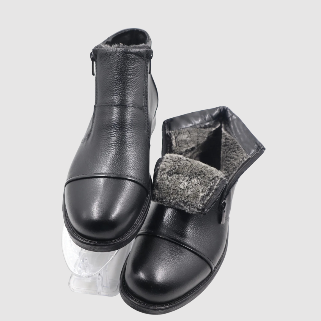 Sapatos de Cano Alto em Pele com Forro Interior de Lã para Homem