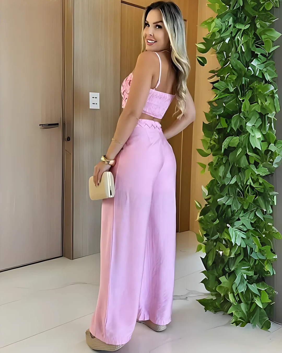 Conjunto de Verão para Mulher com Calças Palazzo e Top Curto com Alças®