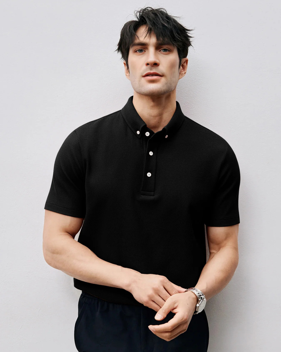 Pólo de Manga Curta em Piqué Respirável para Homen