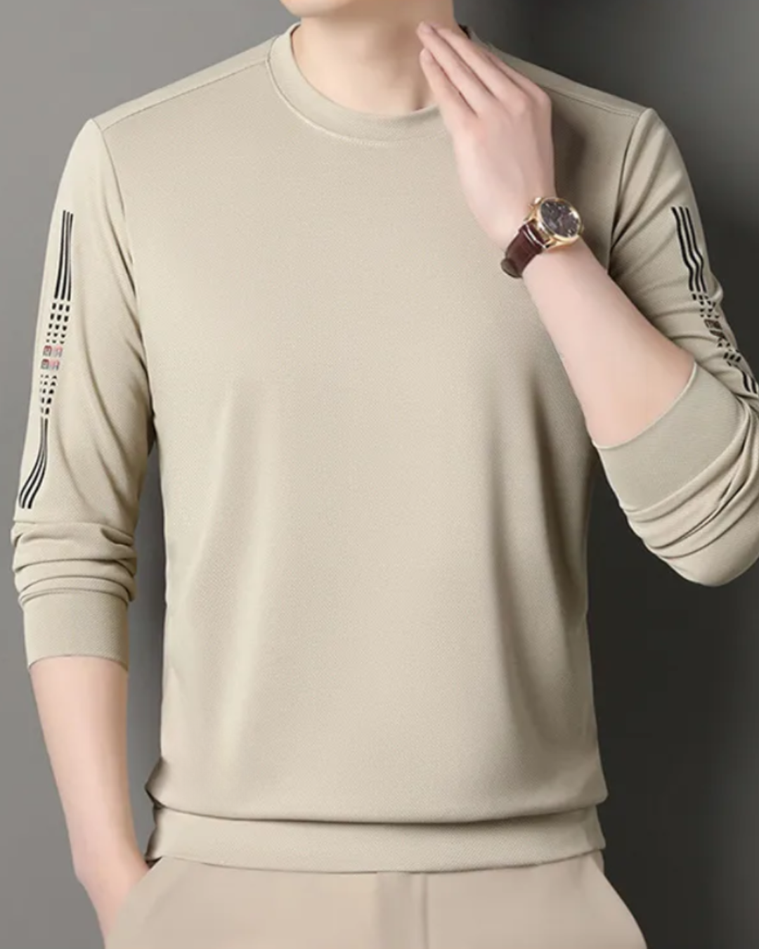 Camisola com gola redonda e manga comprida para homem