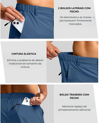 Calções de tecido respirável e impermeável para homem