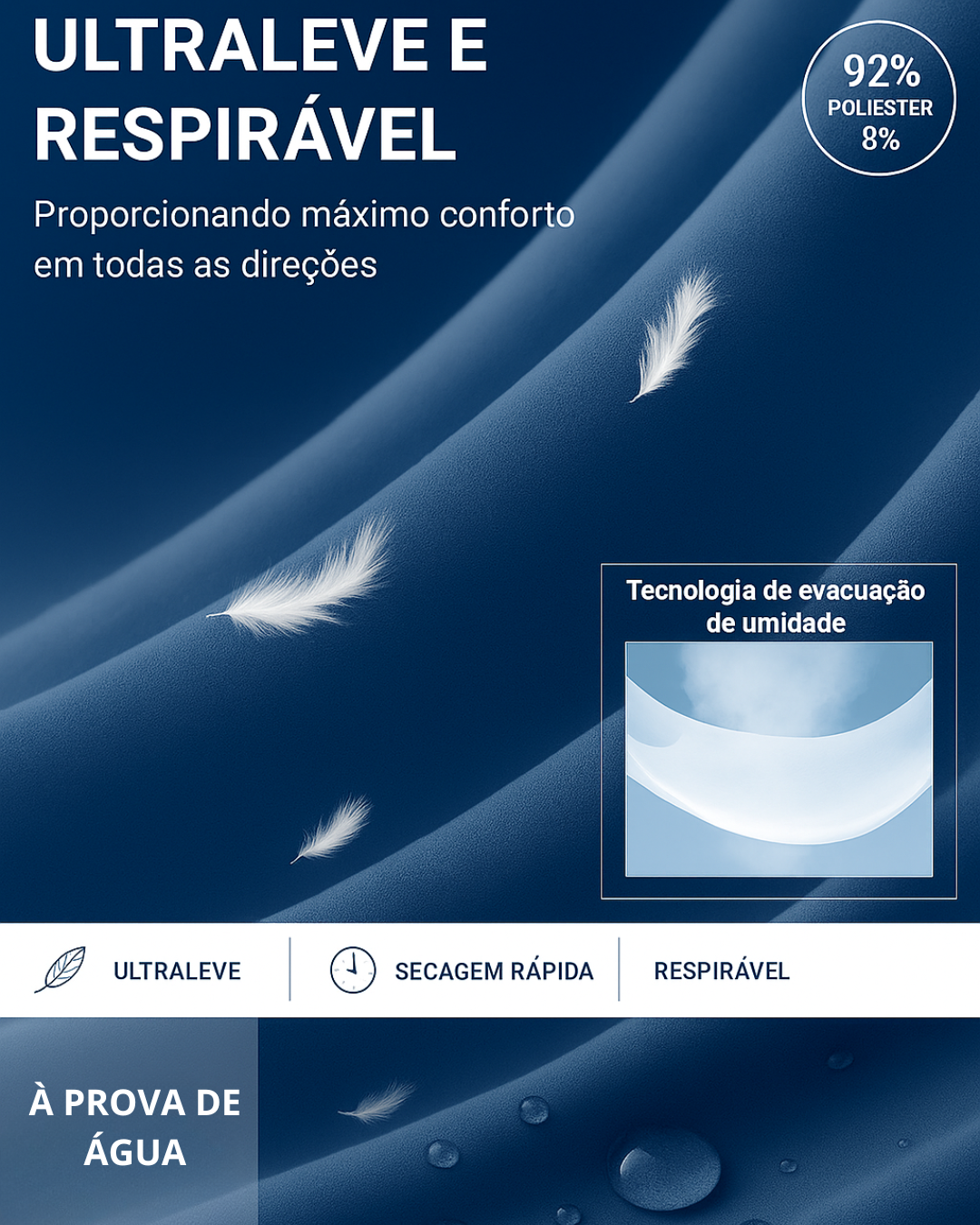 Calções de tecido respirável e impermeável para homem