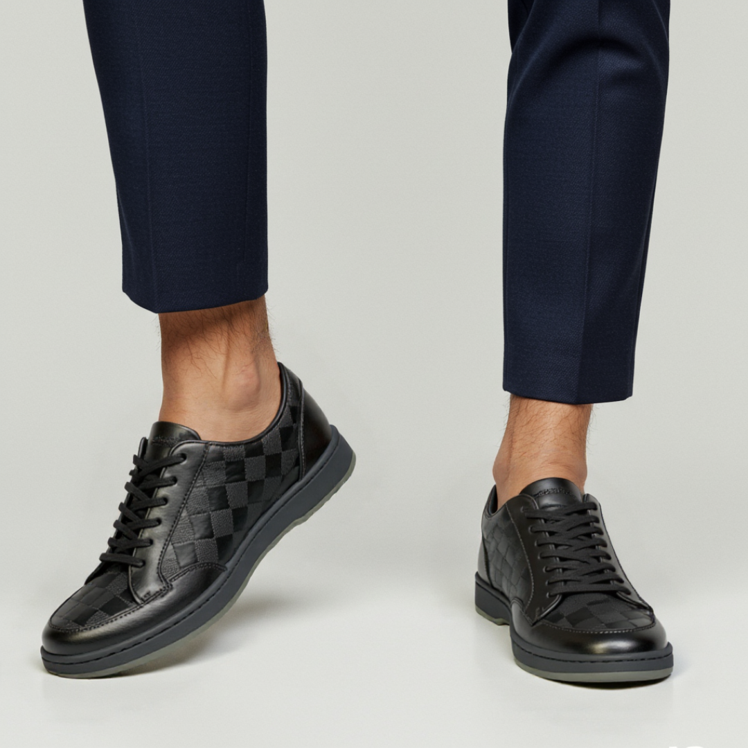 Sapatos com atacadores para homem com padrão xadrez