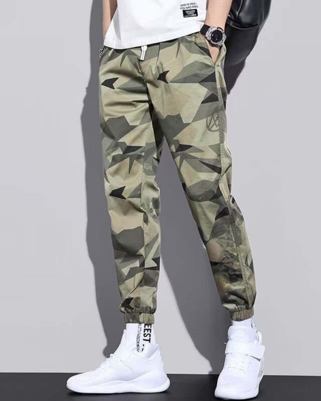 Calças de Seda Secagem Rápida com Camuflagem