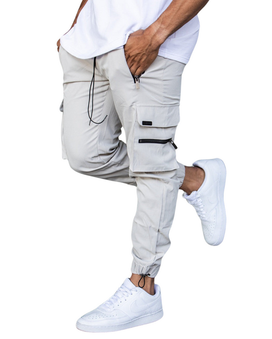 Calças Jogger com Bolsos de Carga e Cintura Ajustável com Cordão